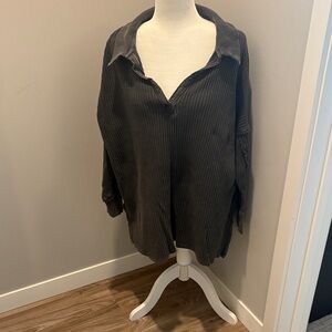 We The Free Charcoal Waffle Knit Top